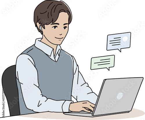 パソコンで仕事をする男性