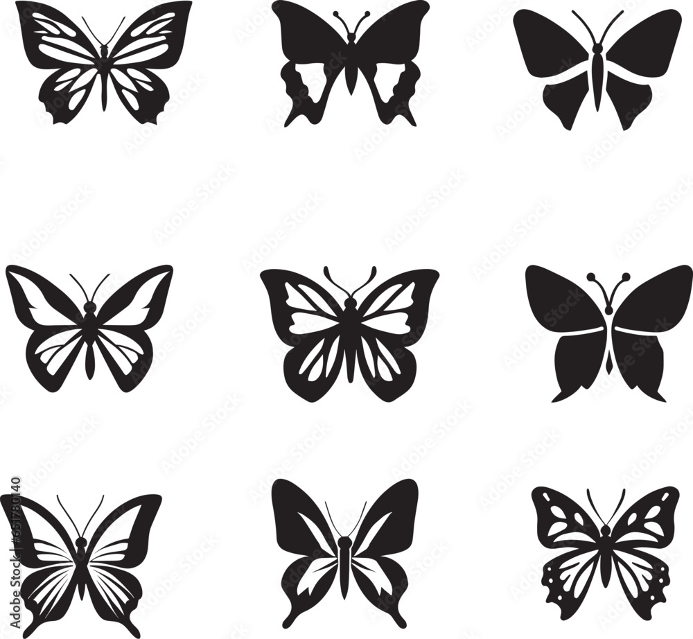 Fototapeta premium butterfly vector silhouette Illustration black color