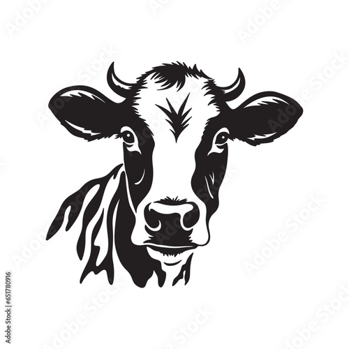 cow head logo silhouette vector