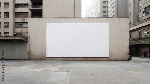 Empty billboard on the building. Blank mock-up of an outdoor info banner