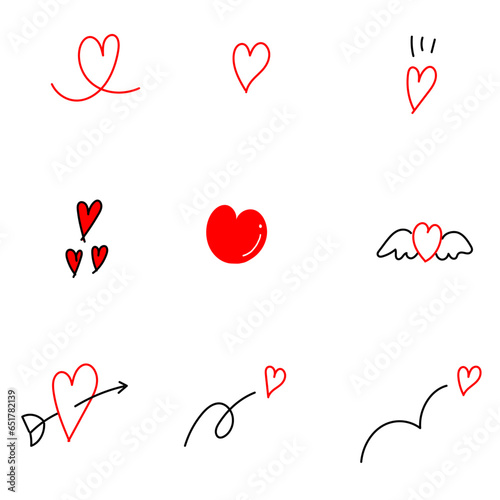 手書きのシンプルなハートイラストセット