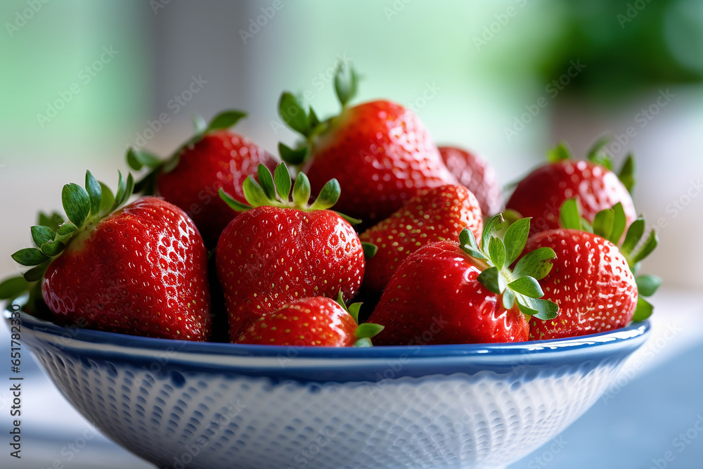 Ai Generate A bowl of ripe and juicy strawberries Ai Generate A bowl of ripe and juicy strawberries