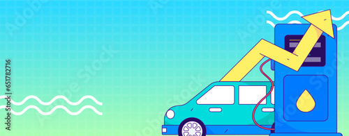 Vector Internet operation hand-drawn illustration of people getting discounts for refueling their cars