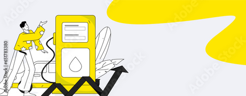 Vector Internet operation hand-drawn illustration of people getting discounts for refueling their cars