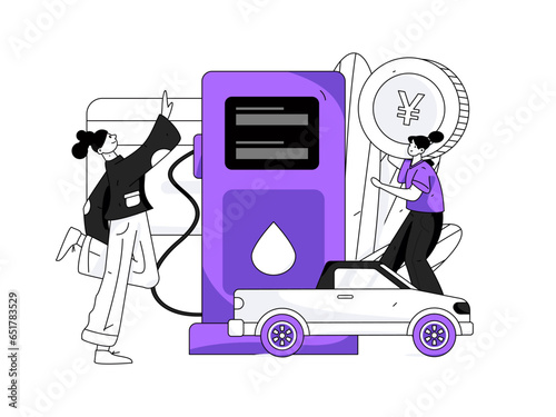 Vector Internet operation hand-drawn illustration of people getting discounts for refueling their cars