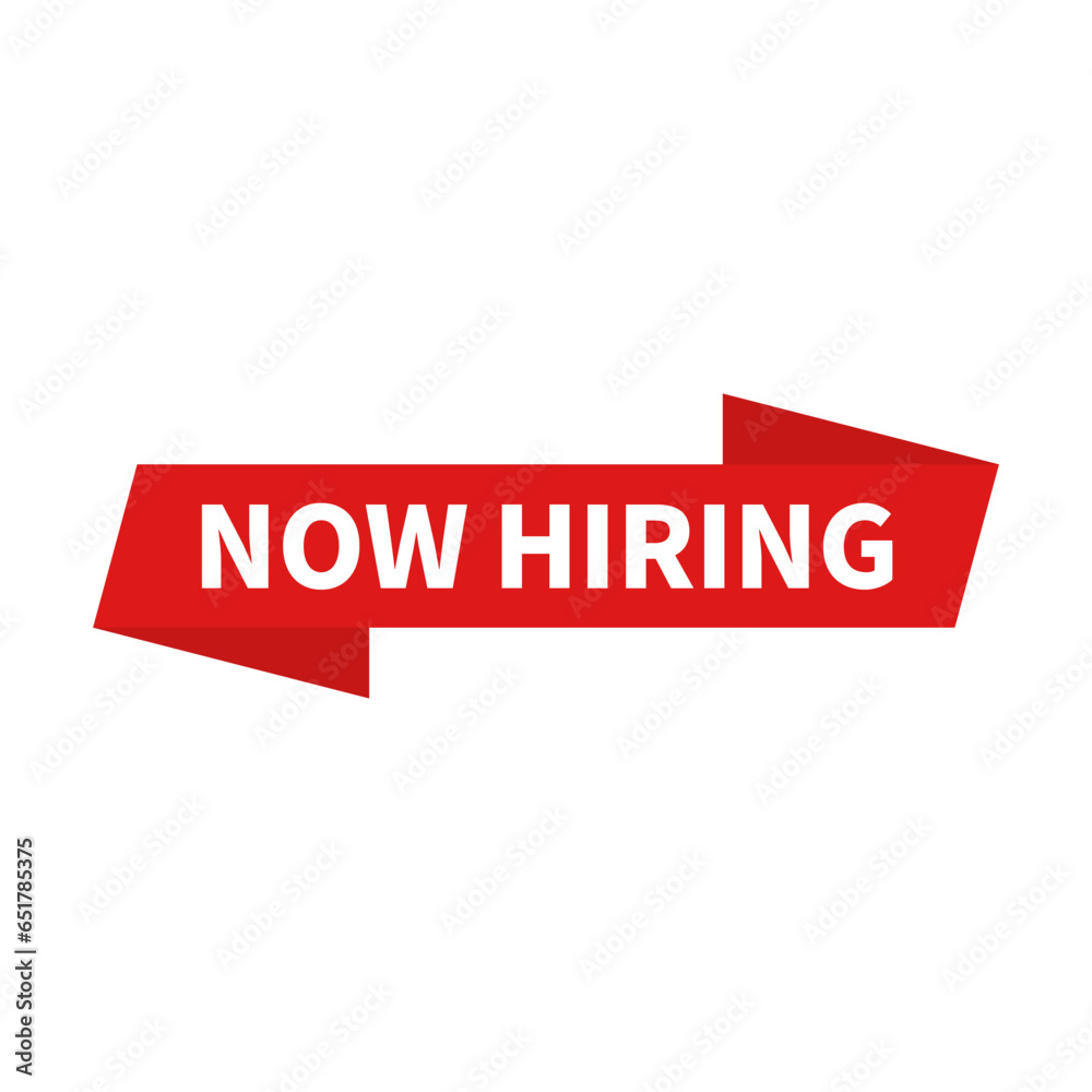 Now Hiring In Red Rectangle Ribbon Shape For Promotion Recruitment
Now Hiring In Red Rectangle Ribbon Shape For Promotion Recruitment