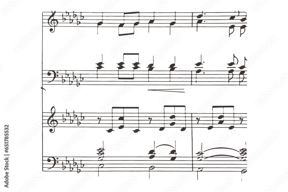 Fototapeta premium Digital png illustration of staves with notes on transparent background