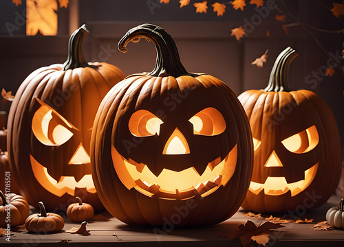 Explore the art of pumpkin carving with intricately designed jack-o'-lanterns, adding excitement to Halloween preparations.