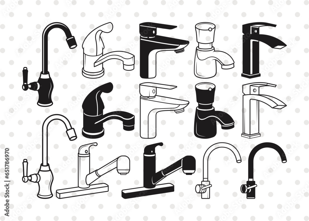 Faucet Silhouette, Faucet SVG, Leaky Tap Svg, Kitchen Fauce Svg, Water