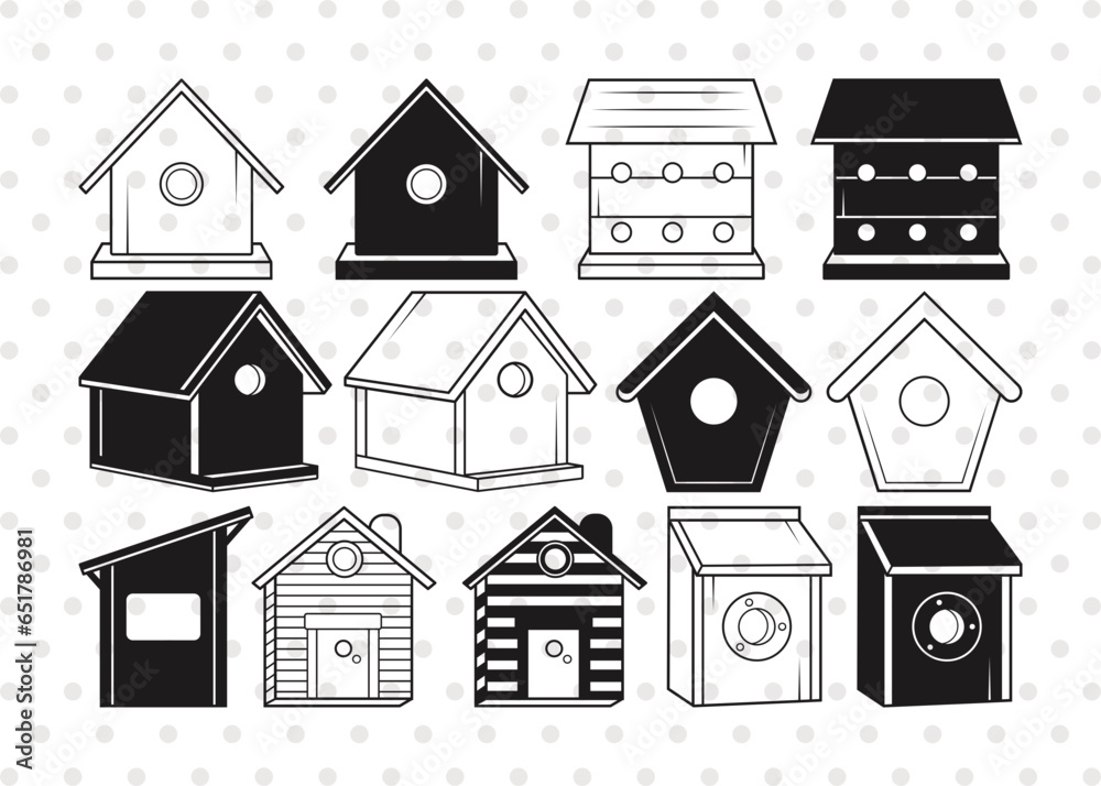 Bird House Silhouette, Bird House Svg, Bird Home Svg, Bird Home Icon 