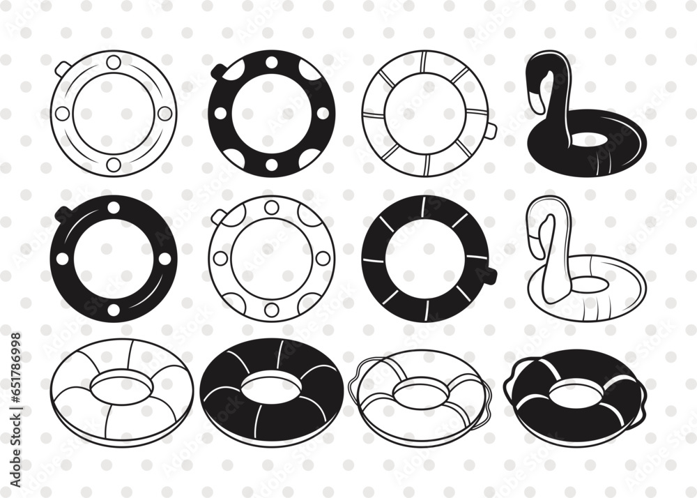 Swim Ring Silhouette, Swim Ring SVG, Swimming Tire Svg, Ring Buoy Svg