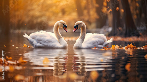 two swans on the lake