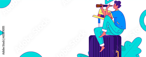 Holiday travel travel characters internet background vector hand drawn illustration
