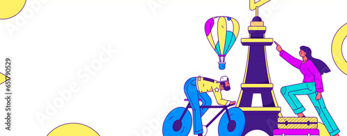 Holiday travel travel characters internet background vector hand drawn illustration
