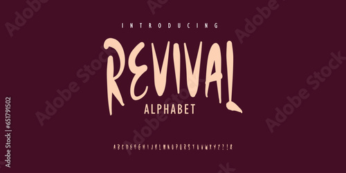 Revival handwritten script alphabet typography font vector for logo and branding	