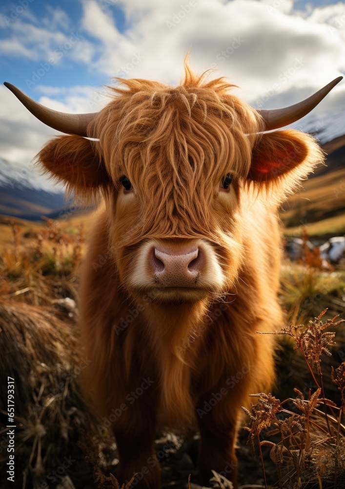 cute fluffy highland cow - portrait (Generative AI) cute fluffy highland cow - portrait (Generative AI)