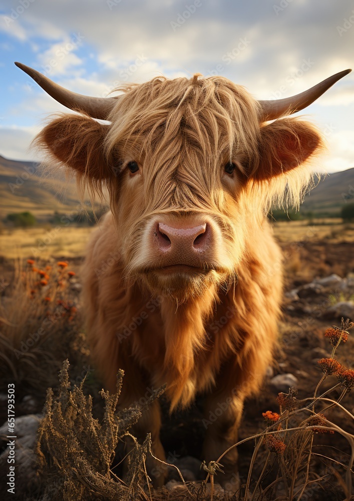 cute fluffy highland cow - portrait (Generative AI) cute fluffy highland cow - portrait (Generative AI)