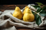 Pristine Perfection: A Tempting Display of Fresh Pears on a Tablecloth - AR 3:2