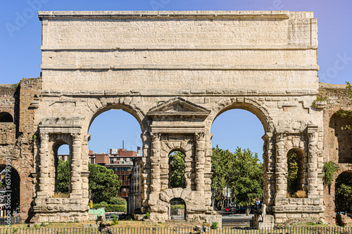 Photography View of the famous Porta Maggiore, in Rome