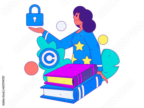 Protect intellectual property flat vector concept operation hand drawn illustration