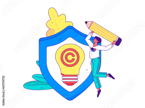 Protect intellectual property flat vector concept operation hand drawn illustration