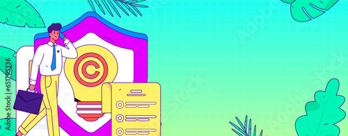 Protect intellectual property flat vector concept operation hand drawn illustration
