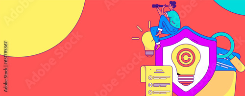 Protect intellectual property flat vector concept operation hand drawn illustration