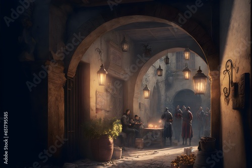 17th century France in the courtyard of the castle there is a stone well around which girlsservants stand cinematic light dynamic poses photo style photo style High detail masterpiece ray tracing 