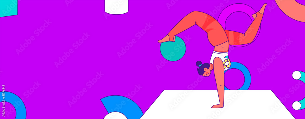 Practicing yoga, physical and mental health, flat vector character concept, operation hand drawn illustration Practicing yoga, physical and mental health, flat vector character concept, operation hand drawn illustration