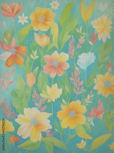 Wallpaper Mural oil painting style flower painting illustration 15 Torontodigital.ca