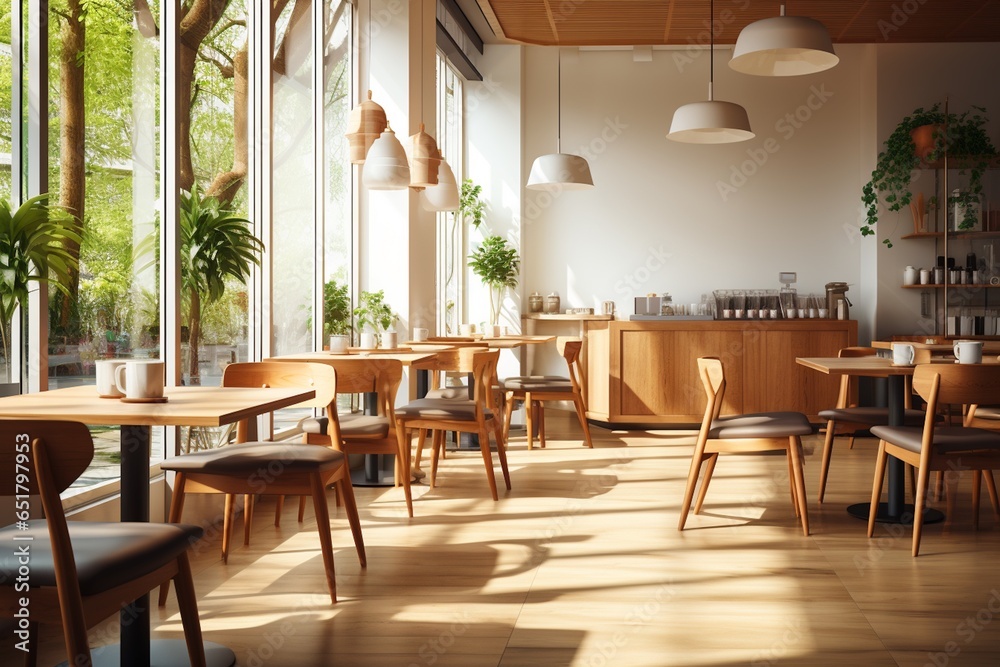 Fototapeta premium Modern Aesthetic Cafe Room Interior Design Created with Generative AI