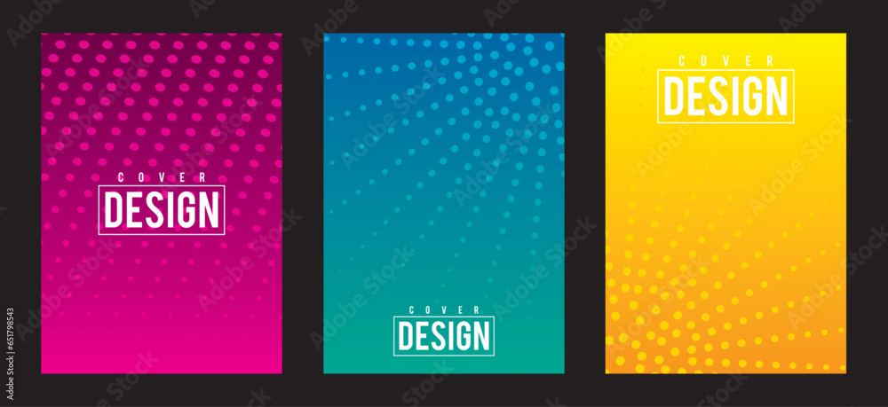 Abstract gradient geometric cover designs, trendy brochure templates, colorful minimalist posters. Vector illustration.