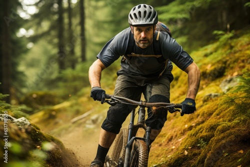 Extreme Adventure: Athletic Man Mountain Biking