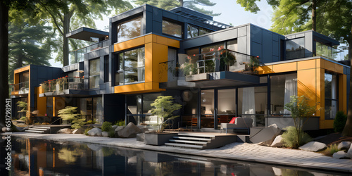  Modern modular private houses. Residential architecture exterior photo