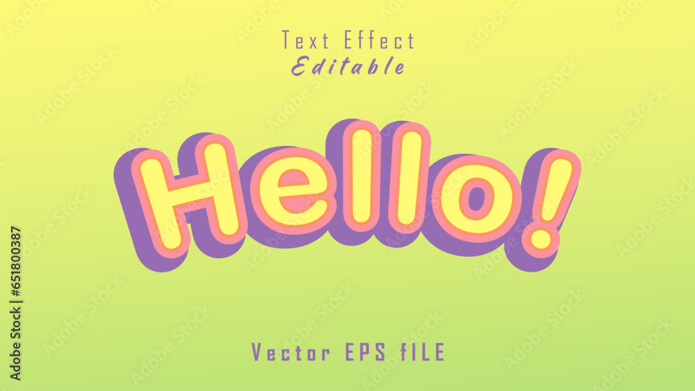 Hello editable text effect template. Yellow and Green mix color text effect Hello editable text effect template. Yellow and Green mix color text effect