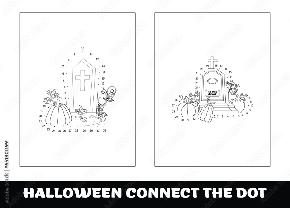 Halloween education numbers game, dot to dot for children. Traced by numbers, Connect dots for numbers. Halloween education numbers game, dot to dot for children. Traced by numbers, Connect dots for numbers.