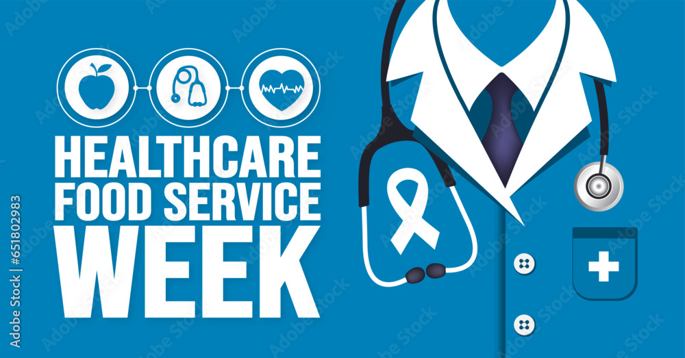 October is Healthcare Food Service Week background template. Holiday