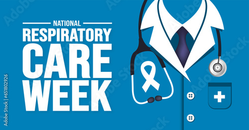 October is National Respiratory Care Week background template. Holiday concept. background, banner, placard, card, and poster design template with text inscription and standard color. vector.