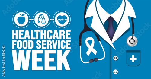 October is Healthcare Food Service Week background template. Holiday concept. background, banner, placard, card, and poster design template with text inscription and standard color.