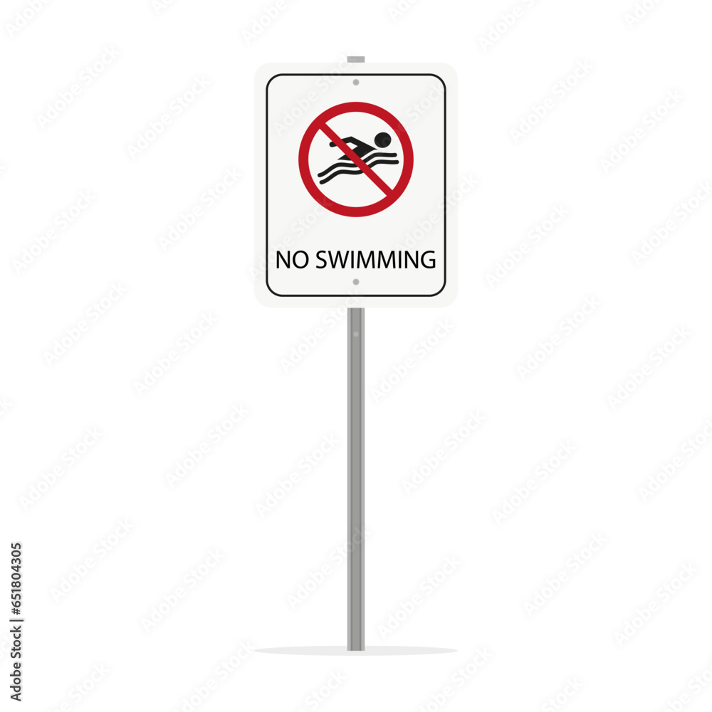 No swimming sign on a white background No swimming sign on a white background