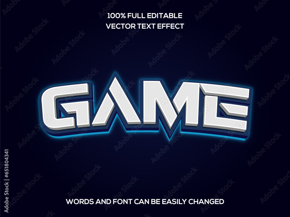 Game 3d Editable text effect vector