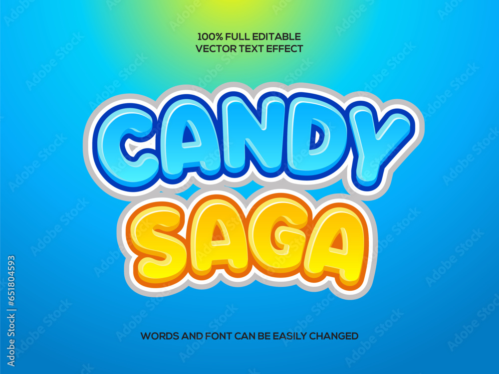 Candy saga 3d Editable text effect vector Candy saga 3d Editable text effect vector