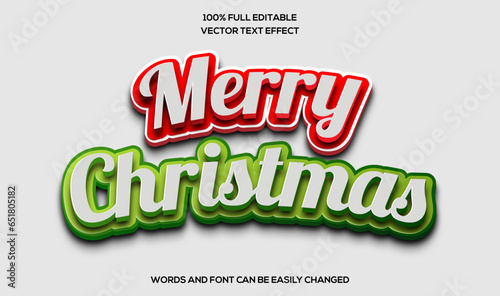 Merry Christmas 3d Editable text effect vector