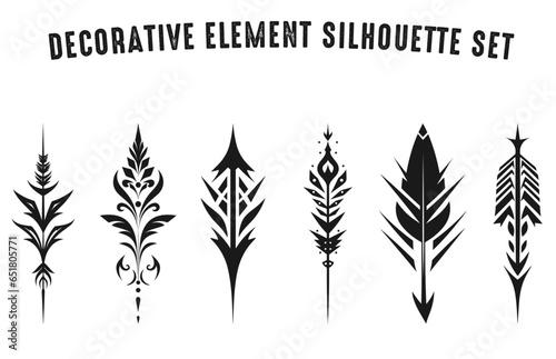 Vintage decorative design Element vector silhouette Set, Retro Decorative Design element vector clipart bundle