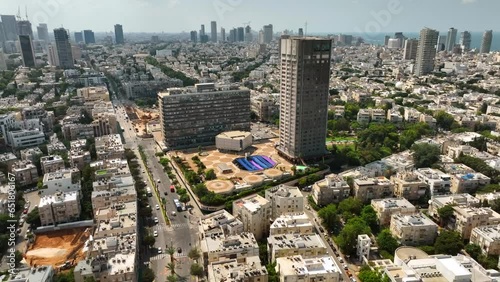 Tel Aviv Rabin square and city hall building, Aerial view photo