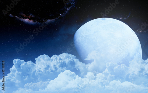 The sky or space has a larg...