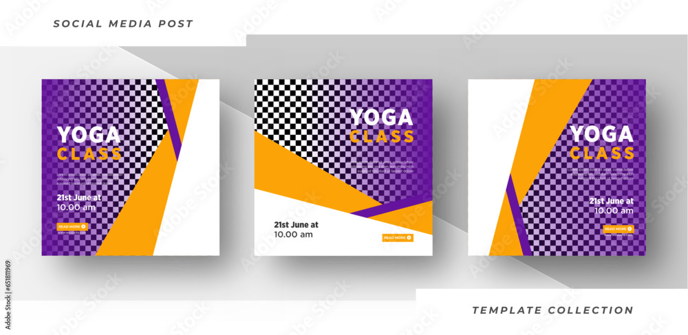 Professional yoga class flyer social media post template white background premium