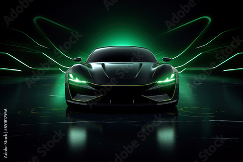 green sports car wallpaper with fantastic light effect background © degungpranasiwi