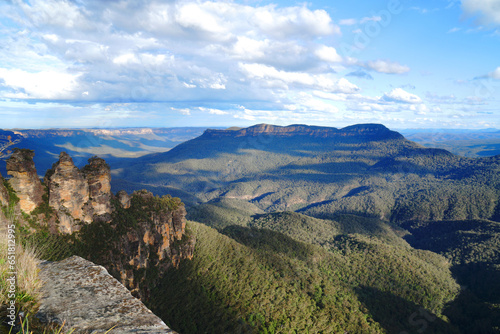 Landscape of The Three Sisters are an unusual rock formation in the Blue Mountains National Park of Katoomba , New South Wales, Australia