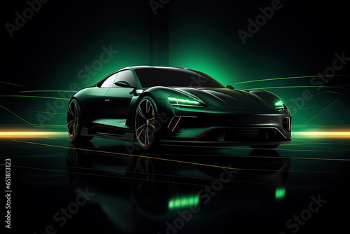 green sports car wallpaper with fantastic light effect background © degungpranasiwi